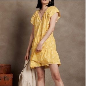 BANANA REPUBLIC Factory NWT Short Flutter Sleeve Tiered Hem Dress, Sz 6 Petite